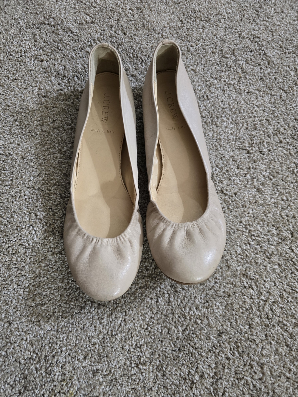 J. Crew Women's Beige Leather Ballet Flats SIZE 9.5 Used Condition, See Photos